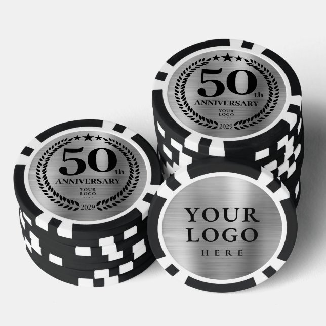Silver Business 50th Anniversary Poker Chips (Stack)