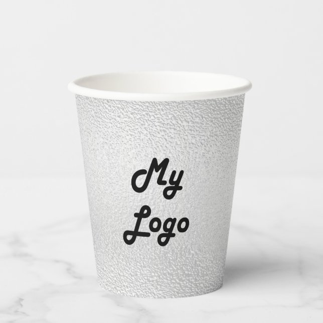 Silver business company logo paper cups (Front)