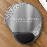 Silver Business Professional Sparkle Glitter Gel Mouse Pad<br><div class="desc">Silver Glitter Faux Sparkle Glitter Metallic Foil Minimalist Business Mousepad (Mouse Pad) with black lettered typography for the monogram. The Girly Business design can be customised with your name. Please contact the designer for customised matching items.</div>