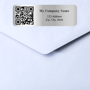 Silver business qr code return address return address label