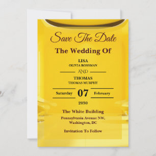 Silver Butter Yellow Modern Wedding Save The Date