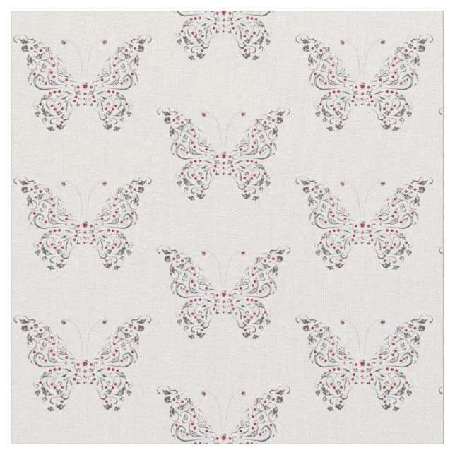 Silver Butterfly  Combed Cotton (56" width) Fabric (Close Up)