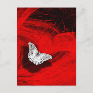 Silver butterfly emerging from the red depths postcard