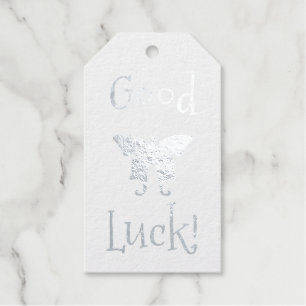 Silver Butterfly Good Luck Foil Gift Tags