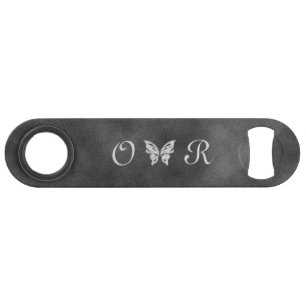 Silver Butterfly & Grey Velvet Bottle Opener