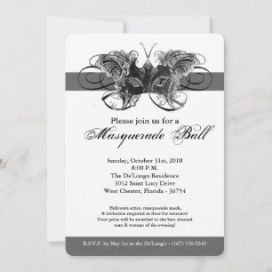 Silver Butterfly Masquerade Mask Costume Halloween Invitation