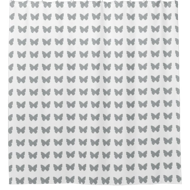 silver butterfly shower curtain (Front)