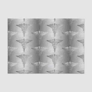 Silver Caduceus Doctor Medical Symbol Pattern Tissue Paper