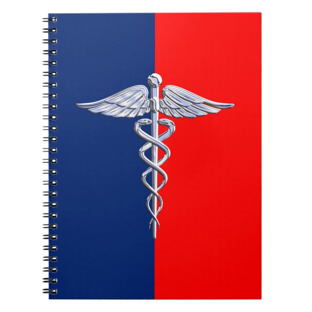 Silver Caduceus Medical Symbol League Notebook (Front)