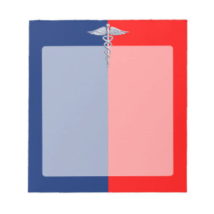 Silver Caduceus Medical Symbol League Notepad