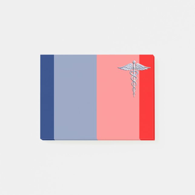 Silver Caduceus Medical Symbol League Post-it Notes (Front)