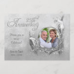 Silver Calla Lily 25th Wedding Anniversary Invitation<br><div class="desc">Beautiful Silver Wedding Anniversary photo invitation features a lovely floral damask background with subtle light to dark shading. Front area displays an elegant Calla Lily border and is ready to frame your photo upload that will replace this photo template. Silver 25th Anniversary text art and faux glitter add a perfect...</div>