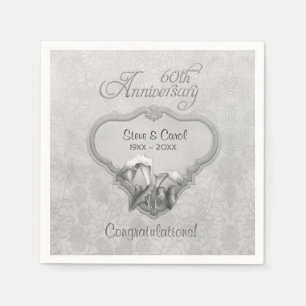Silver Calla Lily 60th Anniversary - Customise Napkin