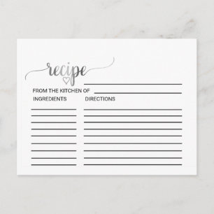 Silver Calligraphy Bridal Shower Recipe Cards