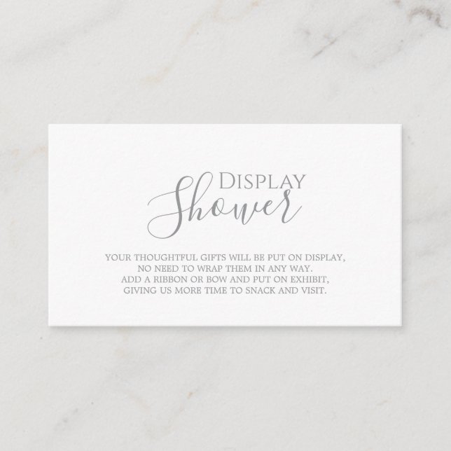 Silver Calligraphy Display Shower Card (Front)