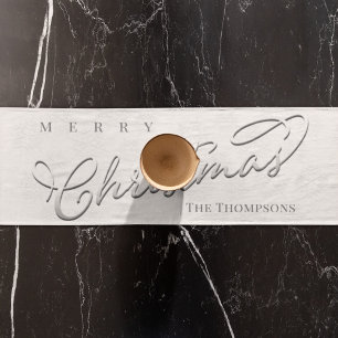 Silver Calligraphy Script Winter Snowflake Cute  Short Table Runner