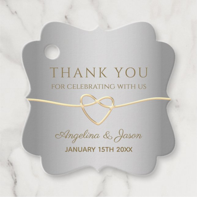 Silver Calligraphy Wedding Favour Tags (Front)
