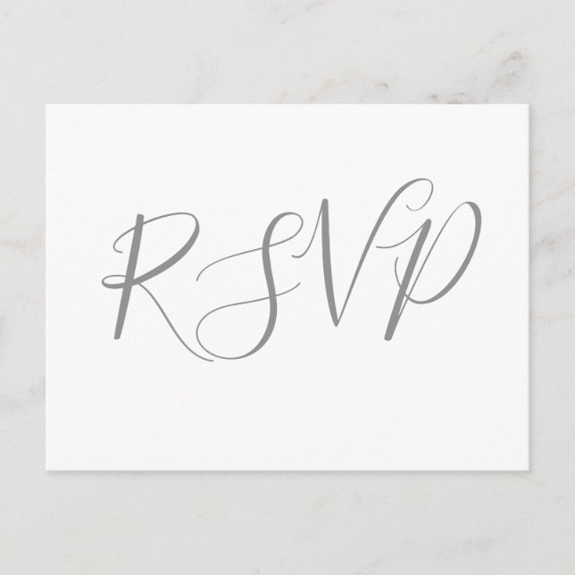 Silver calligraphy wedding RSVP postcards (Front)