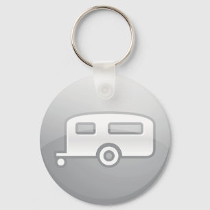 Silver Camper Trailer Icon Minimalist RV Key Ring