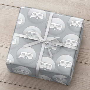 Silver Camper Trailer Icon Minimalist RV Wrapping Paper