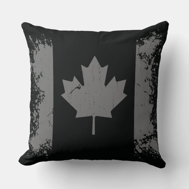 Silver Canada Grunge Flag Cushion (Front)
