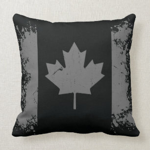Silver Canada Grunge Flag Cushion