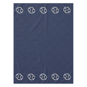 Silver Cancer Zodiac Symbol Navy Carbon Fibre Tablecloth