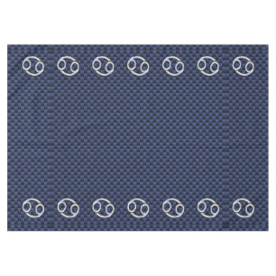 Silver Cancer Zodiac Symbol Navy Carbon Fibre Tablecloth
