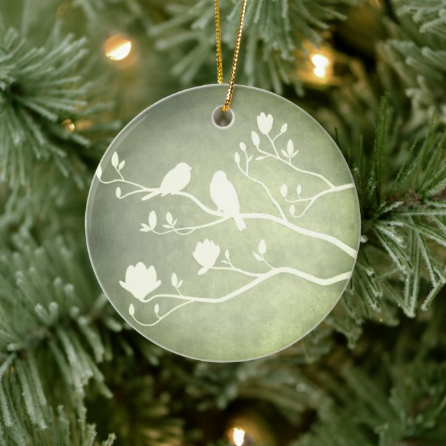 Silver Candelabra (green) - Ceramic Ornament (Tree)