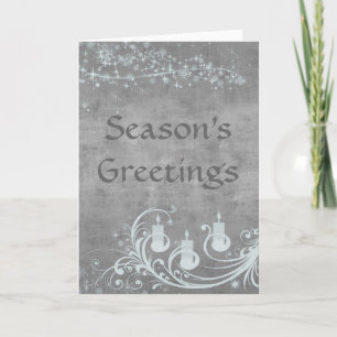 Silver Candles Season's Greetings Holiday Card