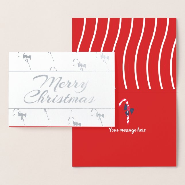 Silver Candy Cane  Christmas Foil Card (Display)