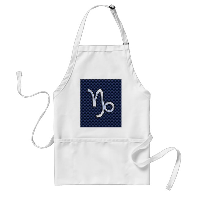 Silver Capricorn Zodiac Sign Blue Carbon Style Standard Apron (Front)