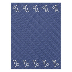 Silver Capricorn Zodiac Symbol Blue Camouflage Tablecloth