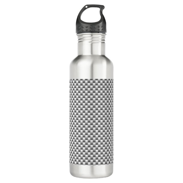 Silver Carbon Fibre Print 710 Ml Water Bottle (Front)