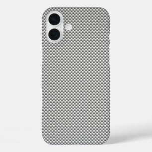 Silver Carbon Fibre Style Decor Print iPhone 16 Plus Case