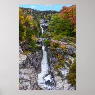 Silver Cascade in Autumn, New Hampshire Poster