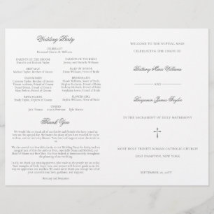 Silver Catholic Wedding Ceremony with Mass Program