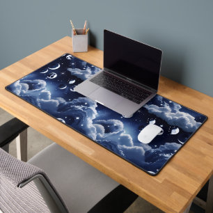 Silver Celestial Moon for Modern Astrology Decor Desk Mat