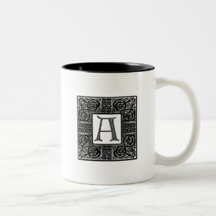 Silver Celtic "A" Monogram Two-Tone Coffee Mug