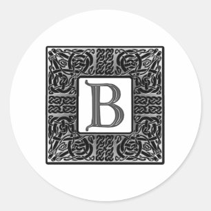 Silver Celtic "B" Monogram Classic Round Sticker