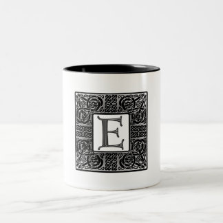 Silver Celtic "E" Monogram Two-Tone Coffee Mug