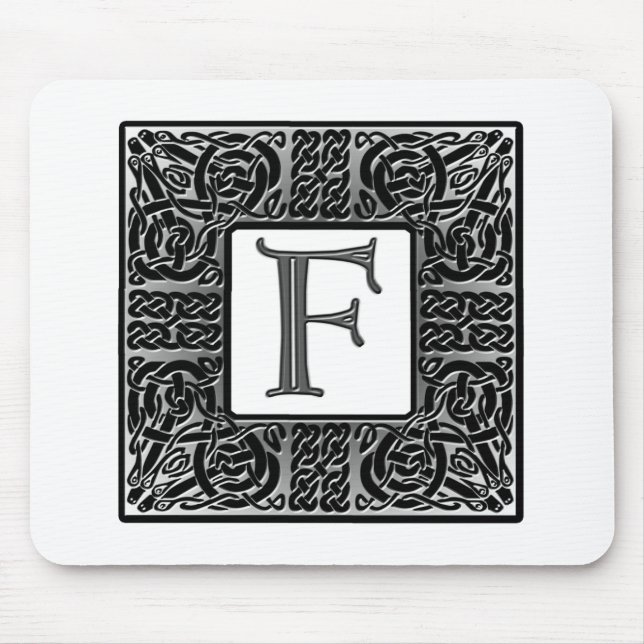 Silver Celtic "F" Monogram Mouse Pad (Front)