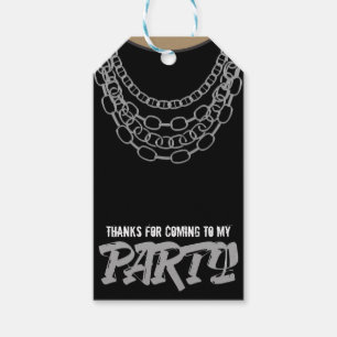 Silver Chains Black Hip Hop Dance Birthday Party Gift Tags