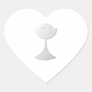 Silver Chalice and Host Heart Sticker
