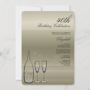 Silver Champagne Milestone Birthday Party Invite