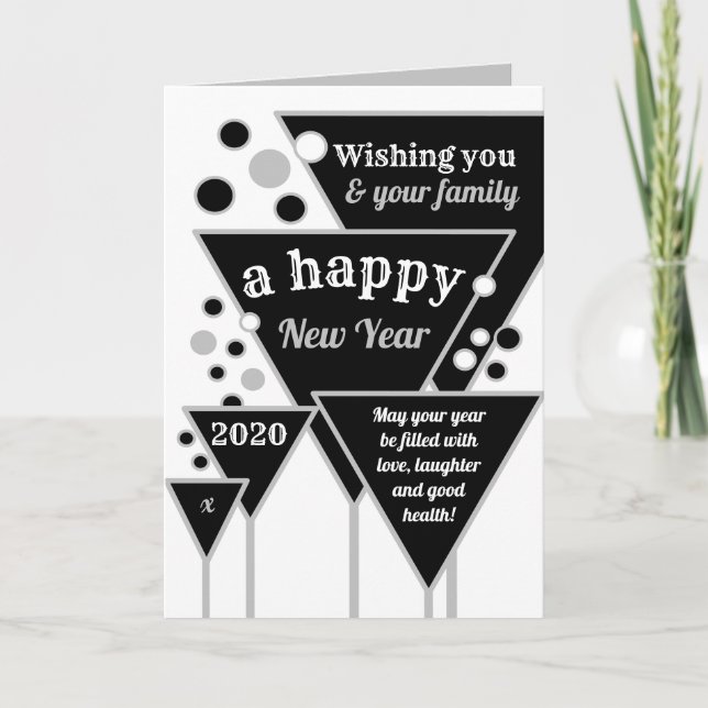 Silver Champagne, New Year Greeting Card (Front)