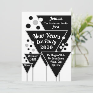 Silver Champagne, New Year's Eve Party Invitation