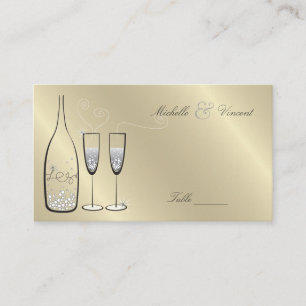 Silver Champagne Wedding Anniversary Place Cards