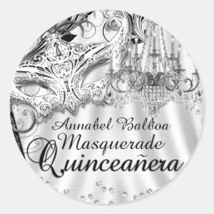 Silver Chandelier Masquerade Quinceanera Sticker