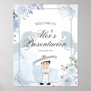 Silver Charro 3 anos Presentacion Welcome Sign